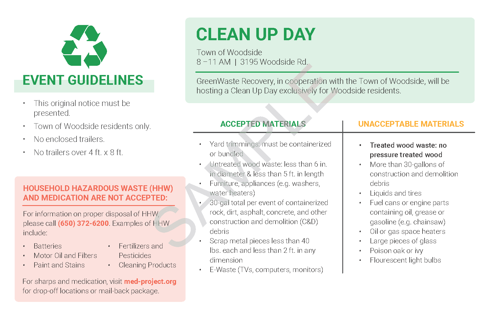 Woodside Town Clean Up - Sample Postcard 2024